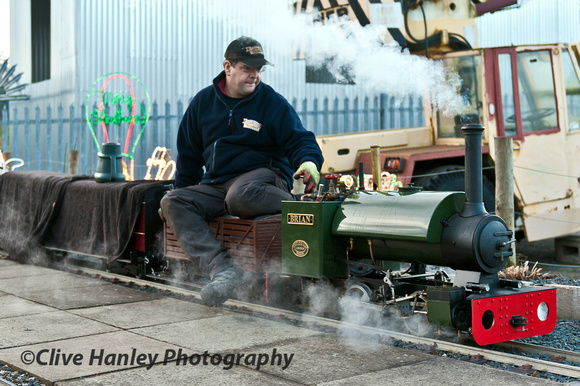The miniature railway loco was being prepared at the top end of Kidderminster station.