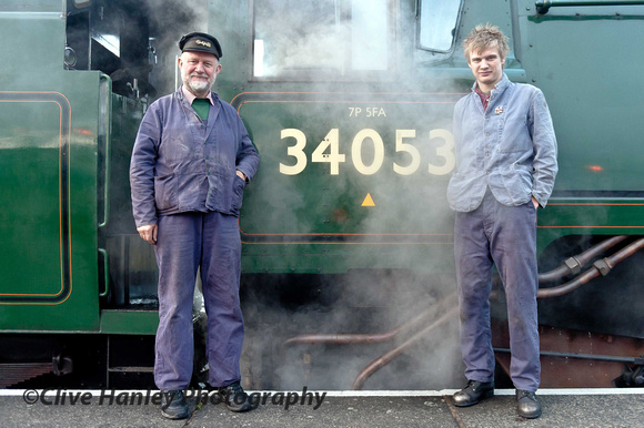 The crew of Bulleid Battle of Britain Pacific no 34053 Sir Keith Park.