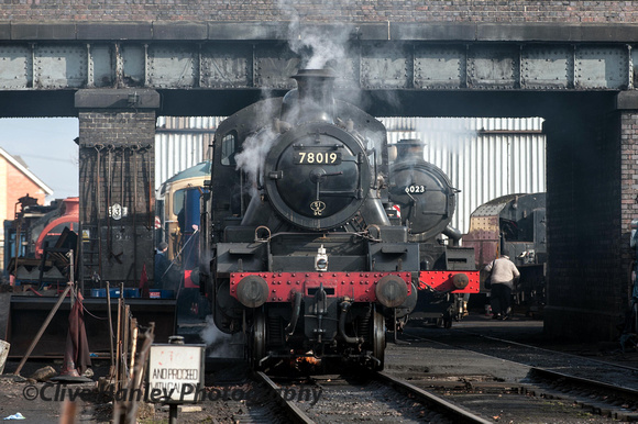 Two of the four locos in steam for todays events. 78019 fresh from its bruising at Norfolk and 6023 KEII