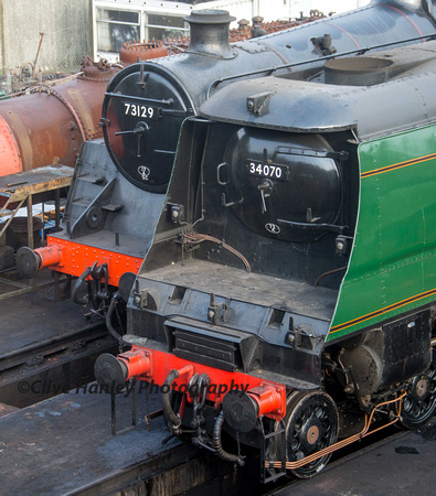 The guest locos for next weekends steam gala have arrived. 73129 & 34070 Manston