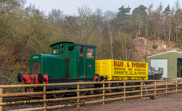 The Heritage Centre's diesel loco stands next to a new "Ellis & Everard" wagon.