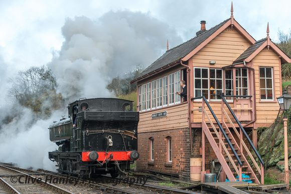 On my arrival at Bewdley GWR 0-6-0PT no 7714 was heading off shed towards Kidderminster.