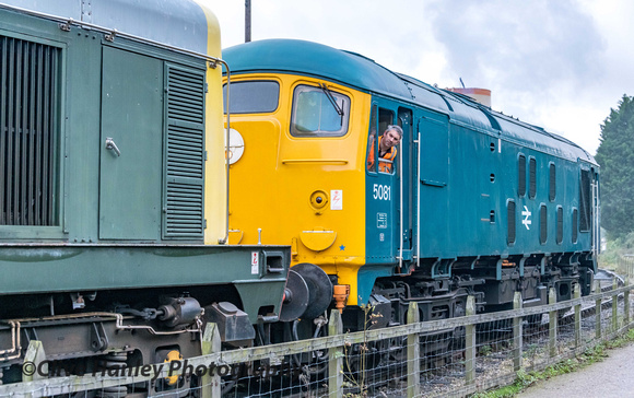 At Toddington depot Class 24 no D5081 was shunting locos in the yard.