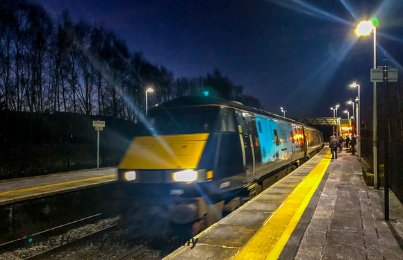 Whitchurch station. The 7.09 from Cardiff to Manchester arrives.