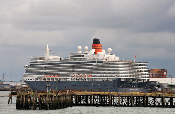Queen Elizabeth was moored further along the quayside.