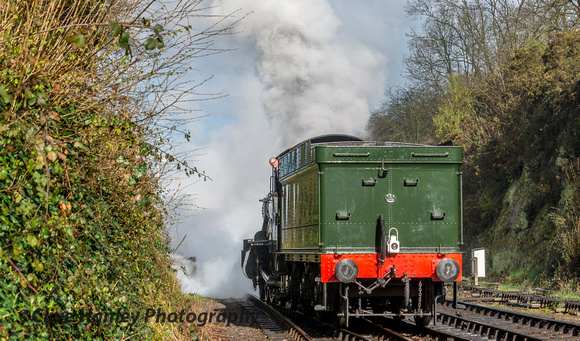 John sticks his head out as 7802 Bradley Manor sets off light engine from Bewdley to Kidderminster.