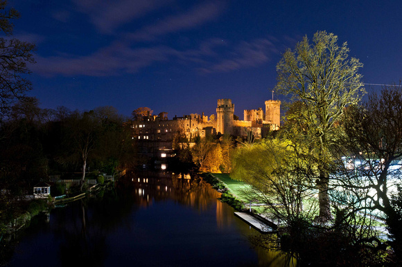 A few shots taken into almost total darkness of Warwick Castle from the bridge on Banbury Road.