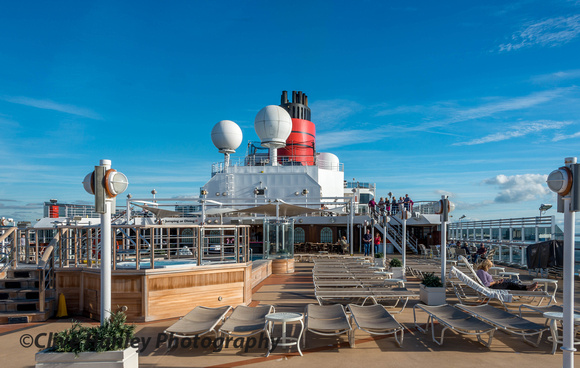 On the stern deck of Queen Elizabeth