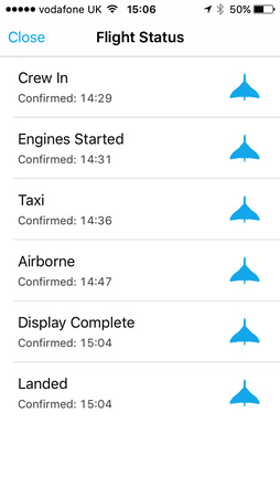 Status of XH558 taken from the mobile phone app