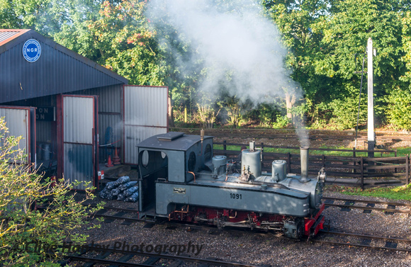 1091 stands outside the shed at Toddington