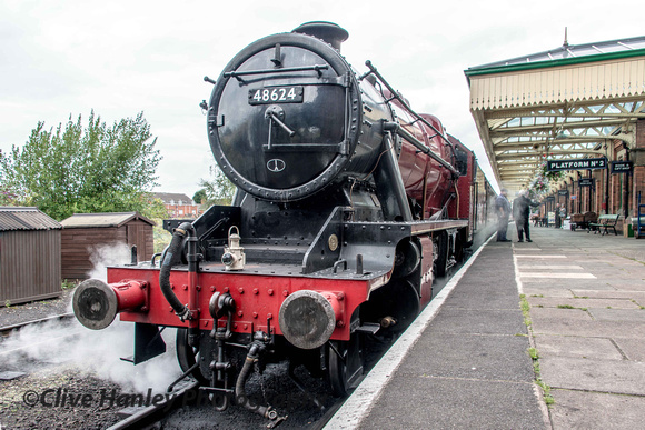 Stanier 8F no 48624 was ready to haul the first train of the day from Loughborough