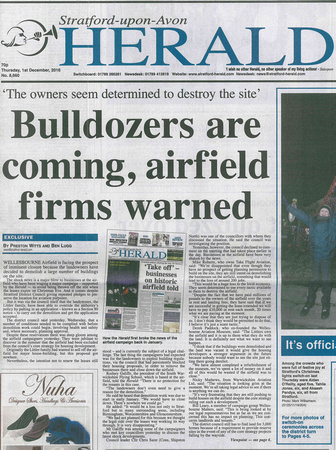 The headline in the Stratford upon Avon Herald