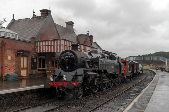 80072 awaits departure from Weybourne