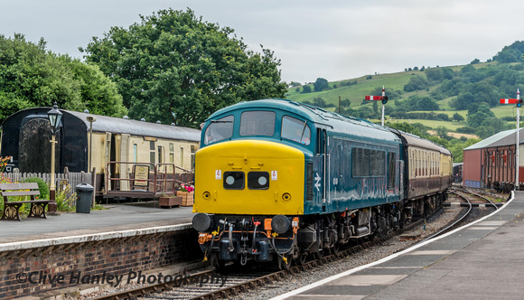 On my arrival the "Peak" Class 45 no 45149 was hauling a rake of carriages out of the sidings