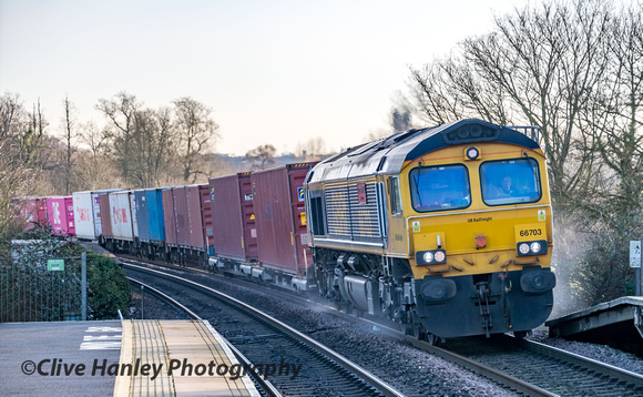 Warwick Parkway with Class 66 no 66703 hauling a northbound container train