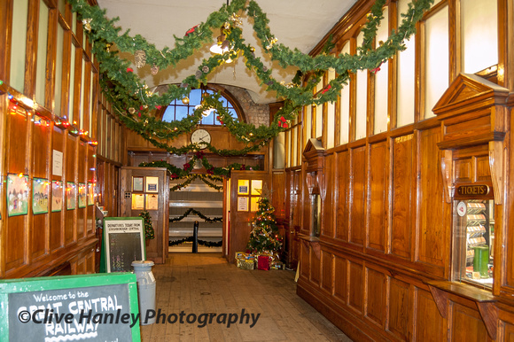 The Booking Hall is decked out for Christmas