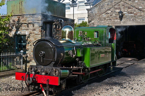 Our loco was raising pressure outside Port Erin shed
