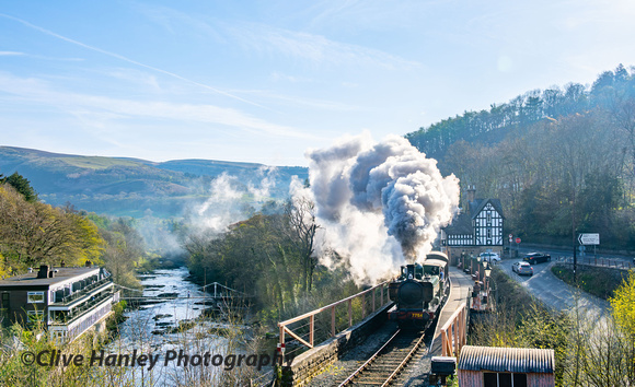 7754 is next seen passing through Berwyn with the first train of the day - the 0850 to Carrog.