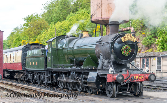 After a drive to Bewdley the 1st train I saw was 2-8-0 no 2857 awaiting the special to arrive.