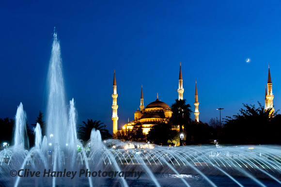 The fountains in front of The Blue Mosque.