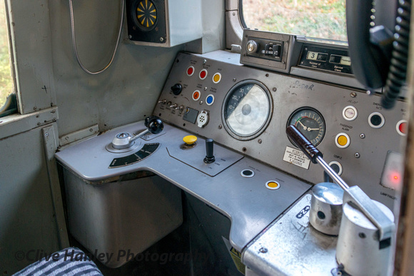 The cab layout for the Class 507 unit. My thanks to the driver for permission to step on board.