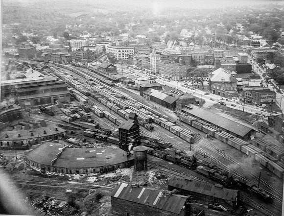 An aerial shot over Rutland town centre in the 40's/50's. Compare with the next photo.