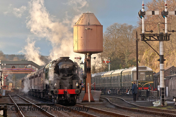 I had to wait until 5164 had drawn its train away towards Arley to get this clean shot of 34053 at Bewdley.