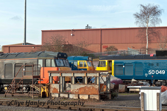 A rare sight of 3 x Class 50's together. Defiance, Exeter and Ark Royal.