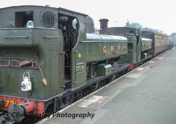 GWR Pannier tank locos nos 7714 & 5764 at Kidderminster