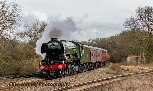 A3 Pacific no 60103 Flying Scotsman rounds the curve from Hatton station heading north.