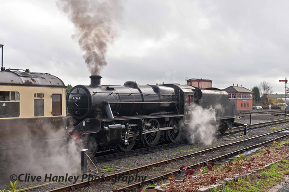 Stanier 2-6-0 no 42968 prepares to depart with the 12.10 to Bridgnorth