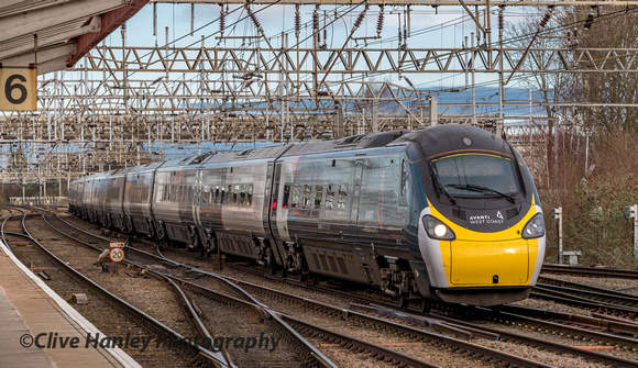 Avanti West Coast pendolino no 390132 passes through Crewe with the 6.29 from Glasgow to London