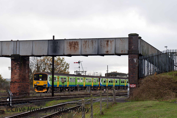 The 150 unit has exited the sidings, crossed tracks and is now running back to Kidderminster mainline station