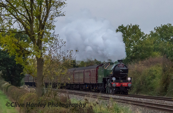 With the light fading fast 61306 was making good progress as it headed north from Wilmcote.