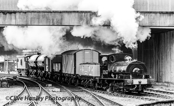 11243 runs through the station at Bury with the freight.