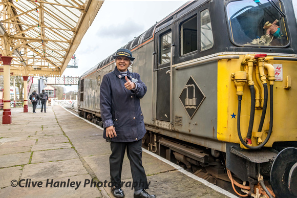 At Ramsbottom I capture a shot of the female station master.