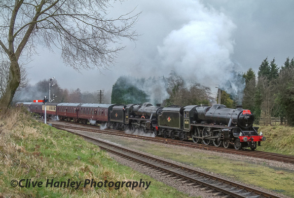 The star pairing of the day was the two Stanier Black 5's nos 45305 & 45231 seen here on arrival at Quorn.