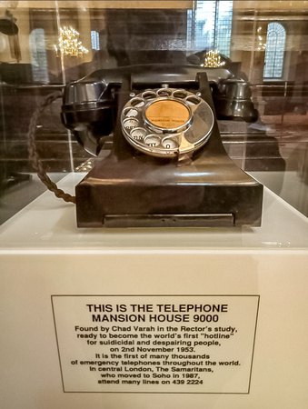 Mansion House 9000. The Samaritans first phone founded by Chad Varah.