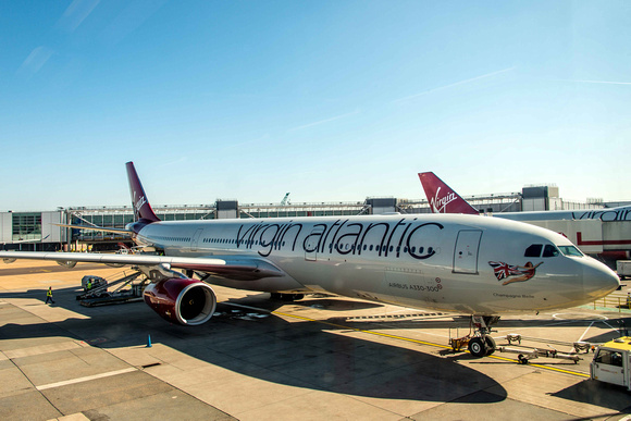 My flight was to be on board this Virgin Atlantic Airbus 330.