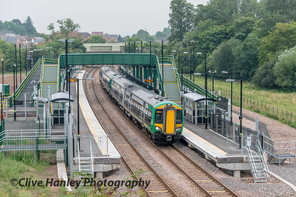 A London Midland Class 172 no 172213 stops at Stratford Parkway station with a service to Worcester Foregate Street