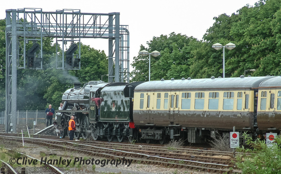 The train was waiting permission to move forwards in order to access the yard at Didcot Railway Ctr.