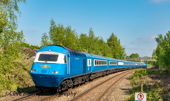 A going away shot of The Midland Blue Pullman at Whitchurch station