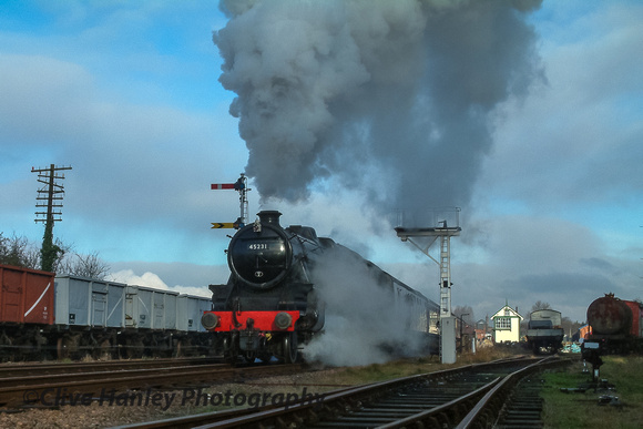 Stanier Black 5 no 45231 departs Quorn with a southbound train to Leicester.