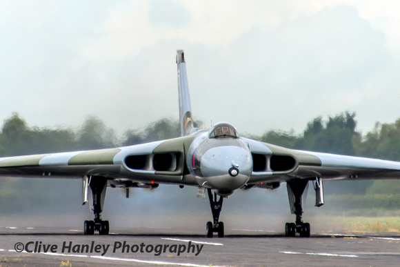 XM655 accelerates to 50knots on the main runway.