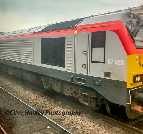 A grab shot of 67025 as our train arrived at Shrewsbury.