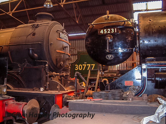 LNER no 69523, Southern Railway 4-6-0 no 30777 Sir Lamiel & Black 5 no 45231