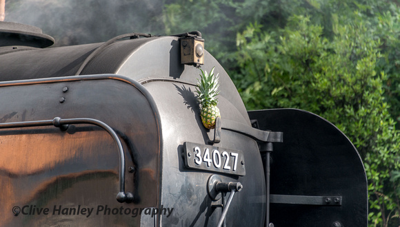 Even the preparation team didn't know why a pineapple had been placed up on the smokebox door..