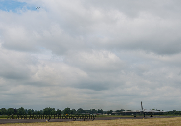 As XM655 reached the end of the runway the Dragon Rapide was still circling.