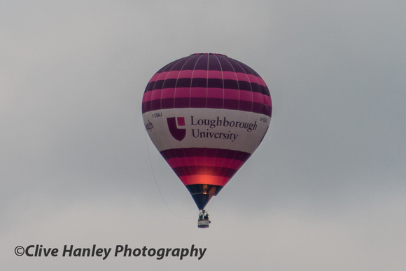 The Loughborough University hot air balloon passed right over when no trains were passing through.