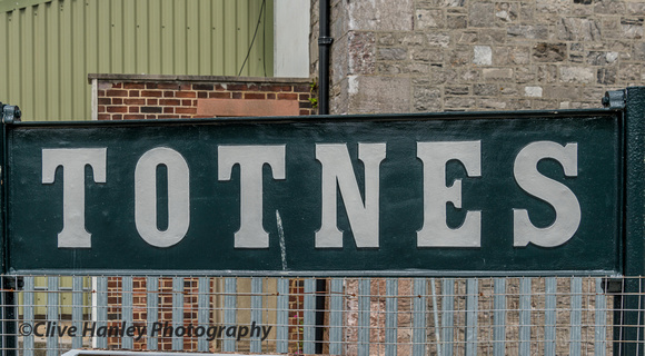 The original cast station sign for Totnes.